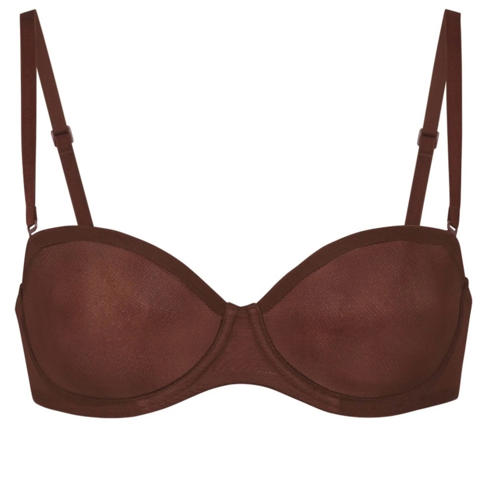 SKIMS ULTRA FINE MESH STRAPLESS BRA | MAHOGANY